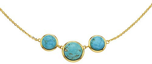 Zeeme Gemstones Damen Halskette 925/- Sterling Silber 45+3cm Glänzend rek. Türkis gelb 360256070-48