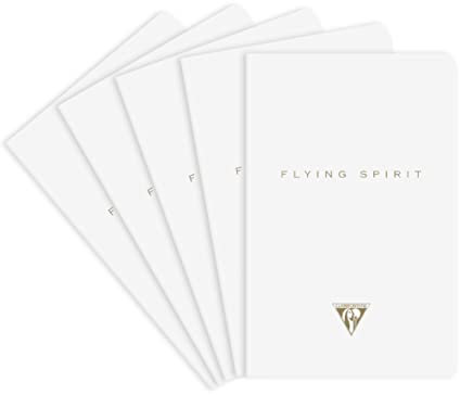 Clairefontaine 104596C - Packung mit 5 Hefte Flying Spirit, liniert 9x14 cm 48 Blatt, Weiß Motiven sortiert, 1 Pack