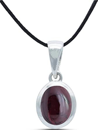 mantraroma Kettenanhänger 925 Silber Granat roter Stein Edelstein Kettenanhänger Damen Sterling Silber Halskette Anhänger Geschenk (MAH-159-02)