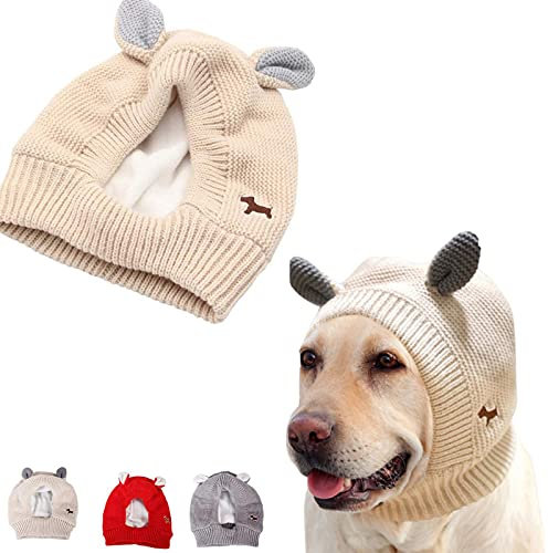 NAUXIU Chapeau De Chien,Chapeau pour Animaux De Compagnie,Bonnet Tricoté pour Animaux De Compagnie, pour Un Port Quotidien pour Petits Chiens Et Chats,Cache-Oreilles Protection Chaude Kaki.