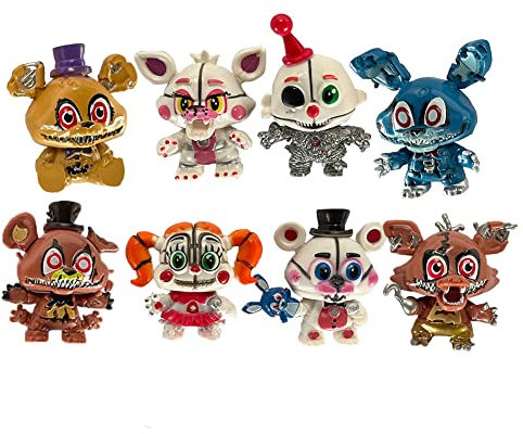 Xinchangda FNAF Figuren-Set, Fünf-Nacht-Spiel, abnehmbar, leuchtend, Foxy-Schwester-Standort, Horror-Statue, Modell mit Beleuchtung, 6 Stück