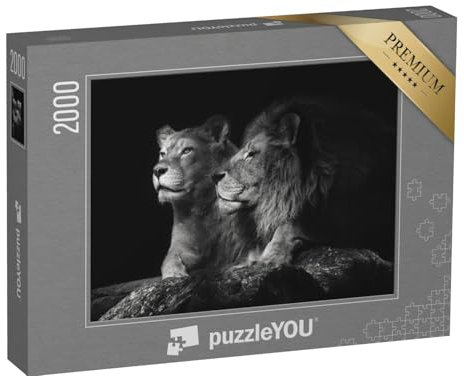 puzzleYOU: Puzzle 2000 Teile „EIN Löwenpaar“ – aus der Puzzle-Kollektion Löwen, Tiere in Savanne & Wüste