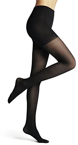 FALKE Damen Strumpfhose Rib Shaping 50 DEN W Ti halb-blickdicht mit Shapingeffekt 1 Stück, Schwarz Black 3009, M-L