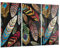 Mehrteilige Bilder auf Glas 165x110cm Glasbild Federn Bunt Stickerei Groß XXL Wanddeko Schlafzimmer Küche Set 3 teilige Wandbilder Dekoration Wohnzimmer Modern Wand Kunstdruck Art GCE165x110-4464