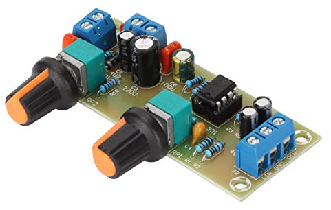 Goshyda Preamplificador NE5532, Fuente de Alimentación única Placa de Filtro de Paso bajo DC12V 22Hz-300Hz Módulo de Placa de Preamplificador de Control de Volumen de Subwoofer, con Indicadores LED