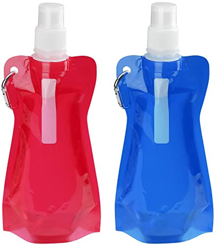 VIEVRE Gourde pliable festival sac d'hydratation bouteille d'eau pliable sac d'hydratation bouteille d'eau de festival gourde pliable avec mousqueton pour la randonnée l'aventure les voyages 450 ml