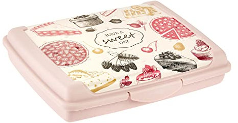 keeeper Handliche Box für Essen, Brotdose / Lunchbox, Transparent, 17 x 13 x 3,5 cm, Design Sweet Day, Carla Mini, Nordic Pink