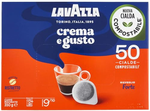 Lavazza Crema e Gusto Forte Cialde 50 Kaffeepads Italienischer Kaffee gerösteten und gemahlenen Kaffee