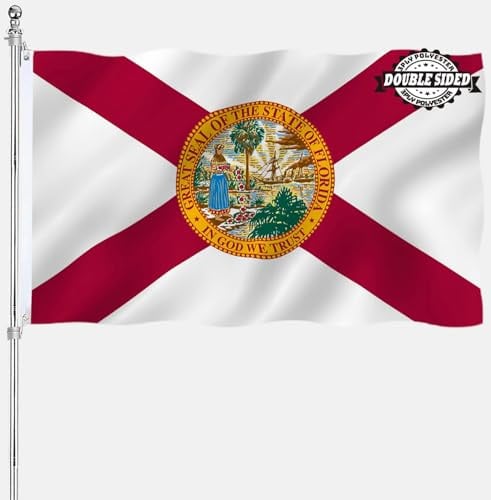 Florida-Staatsflagge, 7,6 x 12,7 cm, doppelseitig, strapazierfähig, 3-lagiges Polyester-Material mit 2 Metallösen, 4 Reihen Nähten