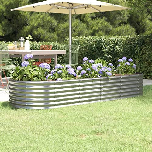 WIFESE Jardinière Acier Enduit de Poudre 224x80x36 cm Argenté Jardiniere Exterieur Grande Taille Jardiniere Balcon Jardiniere sur Pieds Carré Potager Rectangulaire Potager Balcon