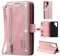 EYZUTAK Coque pour Samsung Galaxy S23 Ultra 5G, Etui à Rabat en Cuir Fermeture à Glissière Magnétique Portefeuille avec 9 Emplacements pour Cartes Fonction Stand Etui en Cuir Mat Rétro-Or Rose