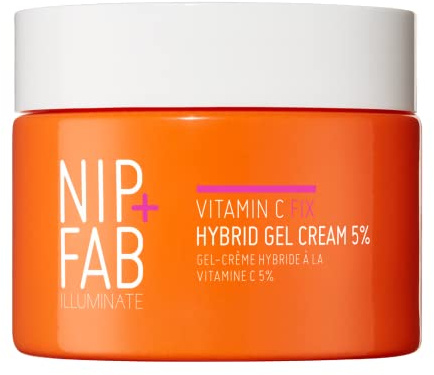 Nip+Fab Vitamin C Fix Hybrid Gel Cream 5%, 50ml, Advanced Triple-Action 5% Vitamin C Complex, Boosted with Ferulic Acid & Niacinamide, Radiant, Even-Toned Skin, Weightless Formula