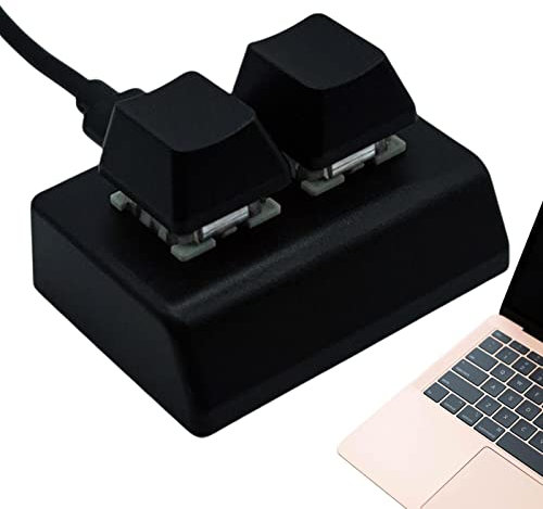 shangjia Clavier mécanique pour PC | Clavier Copier-Coller à 2 Touches - Mini Clavier USB Touches programmables pour macros ou Accessoires de Jeu de Rythme, Noir/Blanc