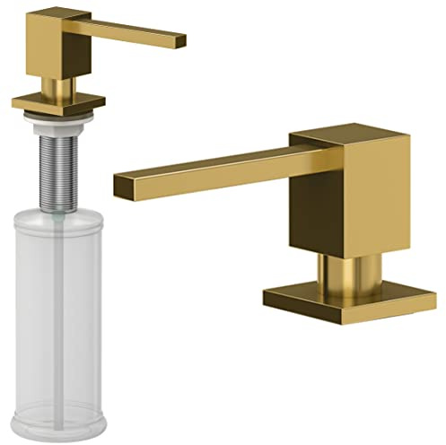 QUADRON Seifenspender EMMA Pvd-gold 350ml Spülmittelspender, Metall & Plastic Nachfüllbarer Soap Dispenser, Spender Geeignet für Küche, Handseife, Shampoo, Duschgel, Waschmittel, Bad