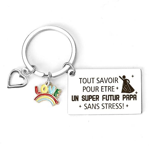 Porte Clef Personnalisé pour Futur Papa,Cadeau Fête des Pères Saint Valentin Papa,Anniversaire Papa Idées Cadeaux Homme,Cadeau Merci Papa Noel Noël Cadeau Remerciement Fête des Peres Saint Valentin