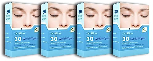 Ved lingettes pour les paupières pour le traitement périoculaire chez les adultes et les enfants. Lot de 30 lingettes stériles pré-humidifiées (LOT DE 4)