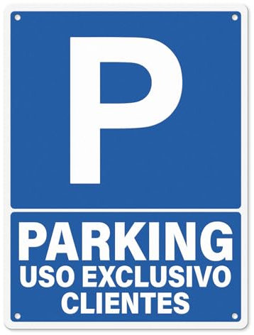 YIKIADA Cartel Parking de Uso Exclusivo Clientes Adhesivo 30x40cm - Señal de Aparcarmiento Material de Aluminio
