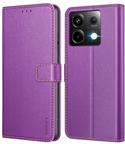 Ganbary Funda Compatible con Xiaomi Redmi Note 13 Pro 5G (No para 4G), Funda Tapa Libro Movil Carcasa PU Cuero Funda [Protección Completa] [Ranura Tarjeta][Función Soporte], Morado