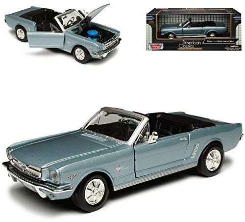 Ford Mustang Cabrio 1964 Blau Silber 1. Generation 1964 1/2 1/24 Motormax Modellauto Modell Auto