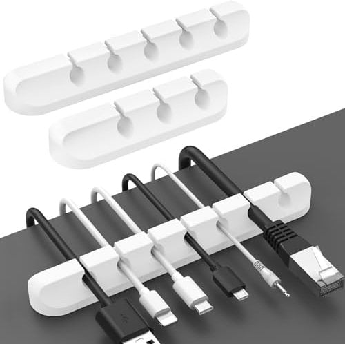 AhaStyle Clips Câble Organisateur Bureau, 3 Pack Support de Câble Cadre en Métal Gestion des Cables, Câble Rangement pour USB Câbles de Chargeur/Cordon/Bureau à Domicile et Voiture (Blanc)