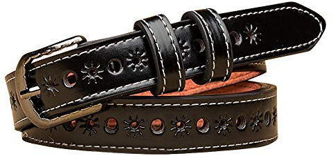 Mode Frauen Herren Ledergürtel Jeans Gürtel Hohle Lesisure Gürtel Warme Mütze Herren (Black, One Size)