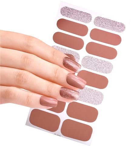 20 Pcs Semi Cured Gel Nail Strips With Soft Glossy Gel Finish Long Lasting Nail Wraps Glitter Gel Nail Stickers Convenient And Easy To Use Nail Sticker