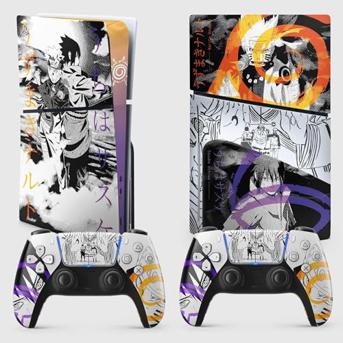 PS5 Skin Slim Naruto, Aufkleber Playstation 5 Manga, Konsole und Controller, Edition Slim Disk, Skin Hokage PS5 (2 Controller)