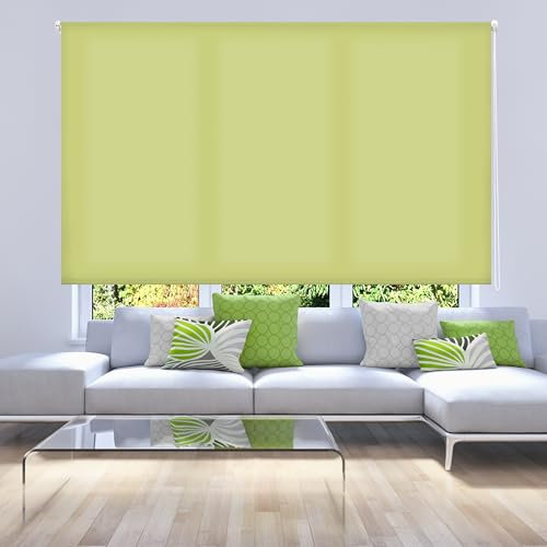 ECOMMERC3 | Estor Enrollable Translúcido Liso 140x175 Ancho x Alto - Estor Enrollable Medida Tela 137x170 - Estor Fácil Instalación a Pared o Techo - Estor Verde Pistacho