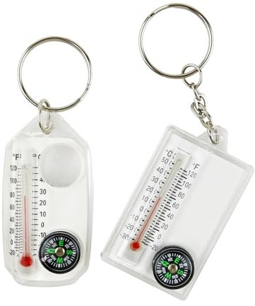 FackLOxc Mini-Kompass-Schlüsselanhänger, Clip, Schlüsselanhänger für Outdoor, Wandern, Camping, multifunktional, Handheld, Bergsteigen, Thermometer, Schlüsselanhänger-Befestigung