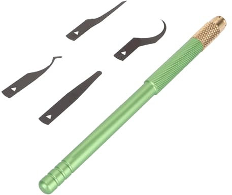 Naroote Glue Removal Repair Spade Scraper, 4 in 1 Precision Operation Glue Removal Spade Scraper Ergonomic Handle Safe Motherboard IC Chip Repair Sturdy for Mobile Phone (Green A)