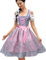 Zeagoo Dirndl Damen Trachten Midi Dirndl Exklusiver Spitzen Trachtenkleid Oktoberfest Bierfest Kleider Klassisches Dirndl XS-XXL