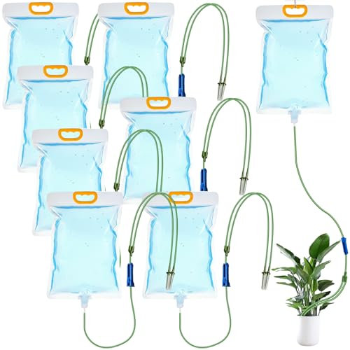 XSHAO® 8 sacchetti per irrigazione a goccia da 3,5 l, per piante da appartamento, sistema di irrigazione per piante, per piante da appartamento/piante in vaso/doppia freccia a goccia