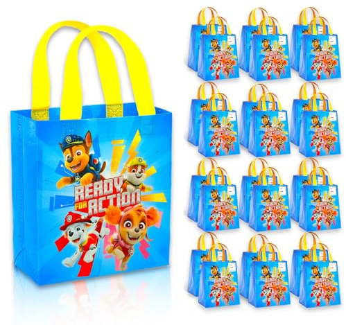 Paw Patrol Partygeschenktüten-Set – 24 Stück 20,3 cm große Party-Geschenktüten, wiederverwendbare Mini-Tragetaschen | Chase, Marshall, Skye und Rubble Geburtstagsparty-Zubehör