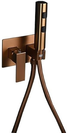 Handheld Bidet Sprayer Toilet Bathroom Bidet Sprayer with Hose Pet Faucet Sprayer Set All Copper Hot and Cold Mixed Brushed Rose Gold