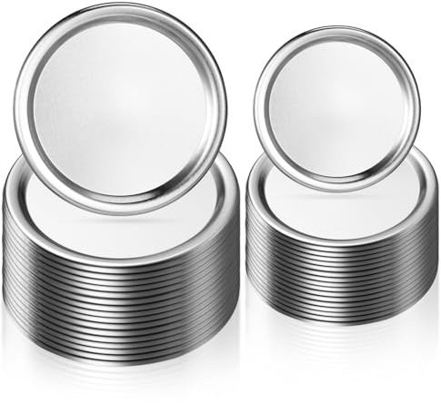 TOPPERFUN 48 Pcs Jar Lids, Each for 2.75in and 3.38in, Vacuum Seal Iron Jar Lids for Wide Mouth and Regular Mouth, Replaceable Vacuum Sealer