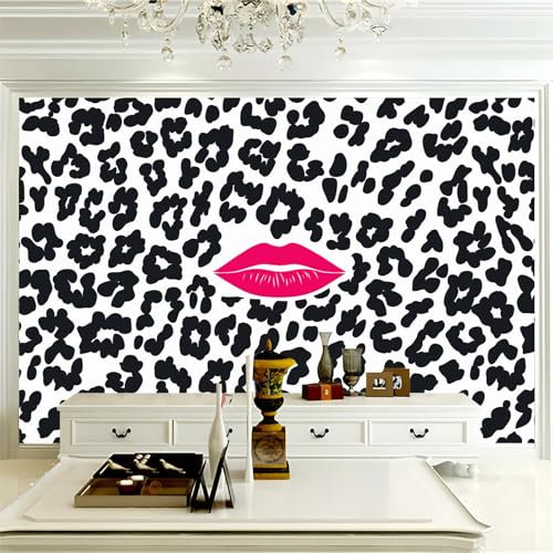 Papier Peint Léopard noir et blanc, 250 x 175 cm, Poster Geant Mural Personnalisé, pour Salon Chambre Chambre restaurant Décoration Noir et blanc Murale
