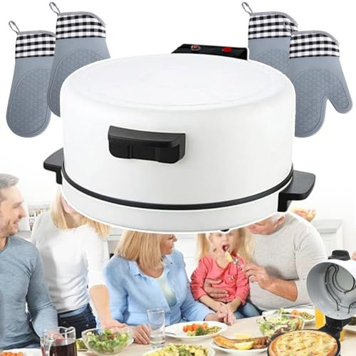forplubossmmp Non-Stick Pizza Oven 2000W Heat Control, Mini Pizza Machine & Bread Maker with 2/Gloves, Indoor Pizza Toaster Oven with Ergonomic Handle For Comfortable Use, Easy Clean-Up 11.8/30CM