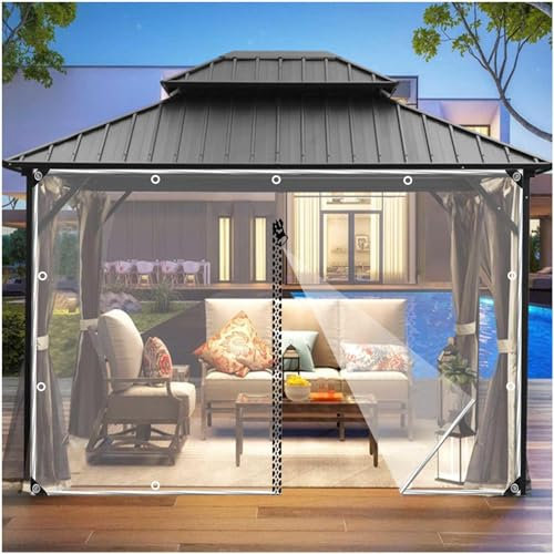 Transparente Pvc-planen Outdoor Vorhänge, Durchsichtige Pavillon Planen Seitenteile, Mit Reißverschlüss, 2,3x2m 2,8x2,5m Wasserdichte Planenvorhänge, Pergola Planenseitenwände,WxH-2x2.5m/6.6*8.2ft
