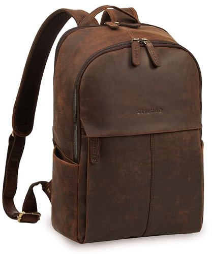 STILORD Marino Stylisher Echt-Leder Rucksack für Damen und Herren Mittel-Groß - Studenten Rucksack mit Laptop-Fach für 13-14 Zoll - Ideal als eleganter Cityrucksack Farbe:Zamora - braun