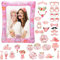 saerryor 34 Pcs Hen Party Photo Booth Props and Photo Frame,Rose Gold Selfie Frame Bride and Groom Hen Party Accessories for Bridal Shower Bachelorette Hen Night Do Party