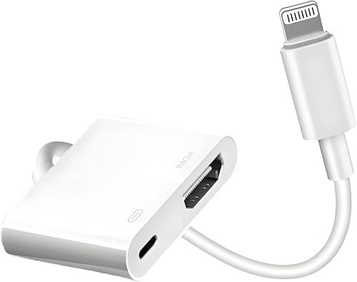 [MFi Certified] Lightning to HDMI Adapter for iPhone Digital AV Adapter 1080P HD Video HDMI Sync Screen Connector Cable with Charging Port for iPhone 14 13 12 11 X 8 7 iPad on HDTV/Projector/Monitor