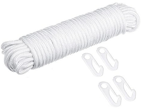 Sosoport 1 Satz Fahnenmastseil Flagge Im Freien Terrassendielen Pole Juteseil Makramee-Schnur Schlingenseil Flaggenmastkugel Seile Fahnenmast-Hardware Plane Festival Nylon Weiß