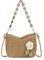 EVEOUT Sac Bandoulière en Rotin avec Fleur Femme été Boho Sac Panier Raphia Tissé avec Chaîne Sac Fourre Tout Paille pour Plage Vacances(Marron)