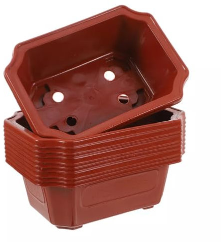Yulun0328 10-Pack Bonsai Pots – Rectangle Plant Pots with Drainage Holes, Durable Plastic Bonsai Training Pots for Succulents, Garden, Yard, Office