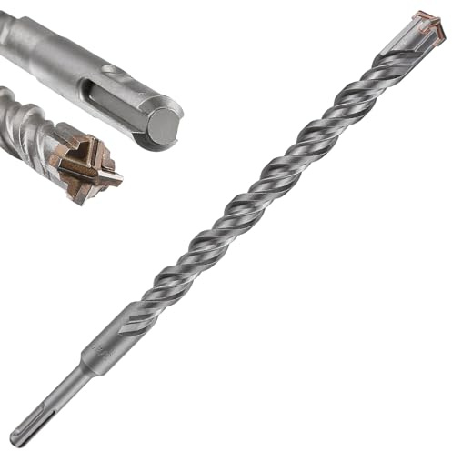 Wensilon Betonbohrer, 1 Stück, 1,9 cm x 25,4 cm - 20,3 cm, Kreuz-Doppelgewinde, Hartmetall-Material, geeignet für Beton, Ziegel, Zementwände, Stein