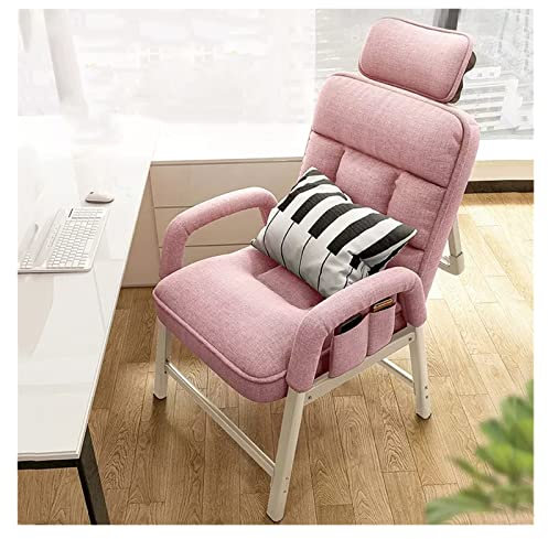 Akzent-Sessel für kleine Räume, gepolsterter Einzel-Sofasessel mit hoher Rückenlehne, Stahlrahmen und Seitentaschen, stilvoller rosa Schlafsessel für Wohnzimmer