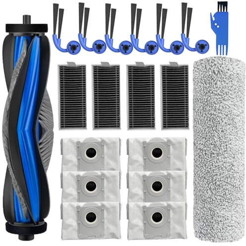 19-teiliges Zubehör-Set für Ecovacs Deebot X9 Pro Omni / X9 Pro Roboter-Staubsauger, Ersatzteile, 1 Hauptbürste, 1 Wischrolle, 6 Staubbeutel, 4 Filter, 6 Seitenbürsten