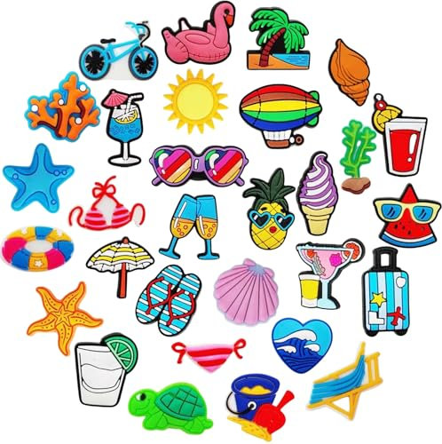 MUNSKT 30 Pcs Verano Charms Crocs,Pin Crocs,Antideslizante Accesorios De Calzado Para Niños Y Adultos