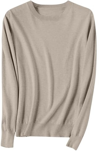 Womens Sweaters Ladies Jumper Knitted Solid Colour Ladies Tops Long Sleeve Round Neck Pullover Stretchy Tunic Blouses Fall Winter Clothes Dressy Comfort Hiking Casual Streetwear