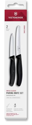 Victorinox Swiss Classic paring Knife Set, 2-Piece, Straight Blade and Serrated Edge, Stainless Steel, Swiss Made, Black